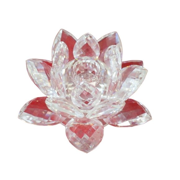 Swarovski Silver Crystal Lotus Flower Lily Pad Candle Holder with Box Inserts - Picture 2 of 10